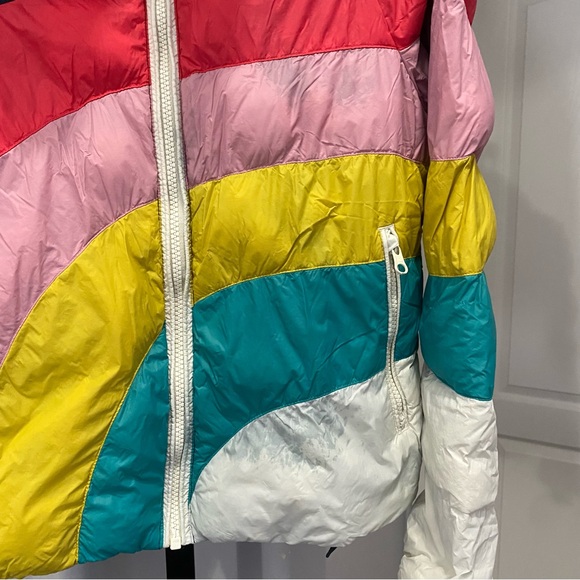 Marine Layer Archive Apres Puffer Jacket Navy Rainbow Wave Size XS Rainbow 🌈 - Picture 3 of 7